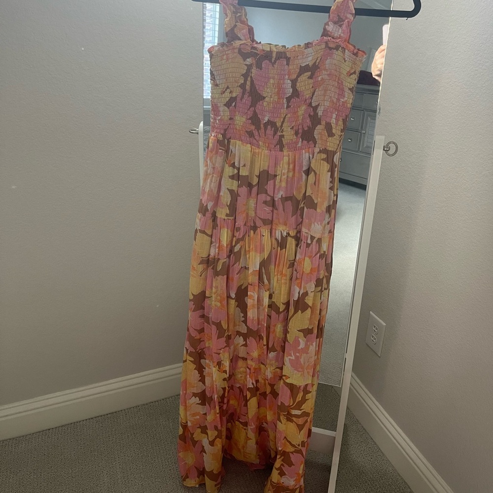 Billabong Floral Dress with Pink and Orange Accents
